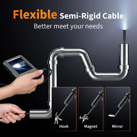 Flexible semi-rigid cable of Gear Up For Tight Spots With A Dope 4.3 Inch Endoscope Camera With Light And 1080P HD Imaging in pipe