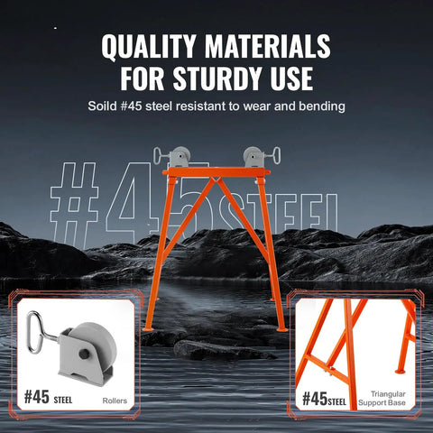 Heavy Hitter Pipe Stand With Roller Head Handles Two To Thirty Six Inch Tubing Tough As Nails Up To 2500 Pounds Beefy Forty Five Steel Build Rock Solid Triangular Base For Welding And Metal Repair Tasks