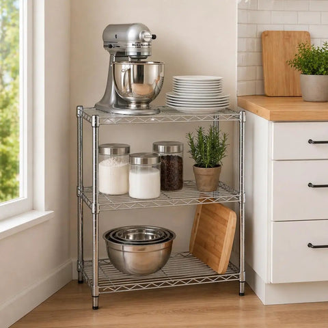 Heavy Duty 3 Tier Adjustable Wire Shelving Unit Slick Chrome Steel Storage Rack For Kitchen Garage Pantry Closet Built Tough To Handle Heavy Loads Up To 250 Lbs Per Shelf Rock Solid Pick 24 By 14 By 30 Inches
