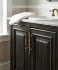 Bathroom cabinet with 12 Pack Antique Brass Cabinet Pulls And Handles For Drawers, Closets, Dresser And More, 110 mm Hole Center