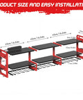 56.7 Inch Wide Beefy Heavy Duty Power Tool Organizer Wall Mount With Charging Station Three Tier Metal Rack Holds Twelve Drills And Six Foot Power Strip For Garage Workshop Storage Industrial Grade Metal Construction.