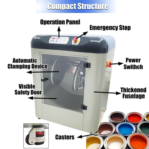 Automatic Paint Shaker Mixer 110V Rotary With Auto Clamping 750W Motor 0.5L To 20L Capacity 360 Degree Rotating Platform, front view