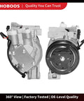 Keep Your Daily Driver Chillin And Stress Free With This Heavy Duty AC Compressor With Clutch Built For Nissan Altima And Rogue SL SV Models L4 2Point5 Gas Engines Straight Bolt Up Direct Fits Great, showing 360° view of AC compressor.