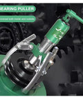 Badass Heavy Duty Hydraulic Bearing Puller For Yanking Stubborn Bearings And Gears Built Tough For Auto And Shop Wrenching Projects That Really Deliver The Goods, showing pulling action on a black bearing.