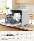 Plug And Play Portable Countertop Dishwasher With Zero Plumbing Hookup Five Liter Tank showing interior with dishes loaded, 4 place settings.