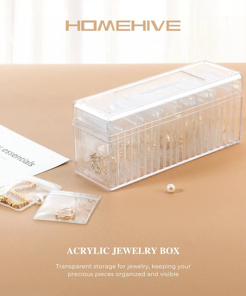 Clear Acrylic Jewelry Box Organizer With 20 Anti Tarnish Bags, Portable Travel Jewelry Case for visible jewelry storage