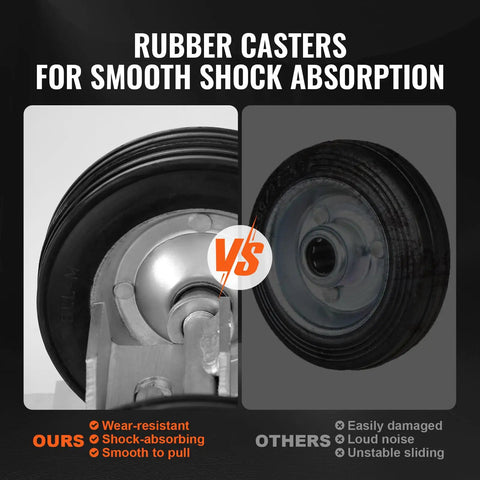 Comparison of rubber casters for smooth shock absorption with focus on wear-resistant, shock-absorbing rubber caster wheel.