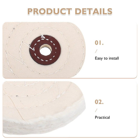 Premium 2 Inch Cotton Buffing Polishing Wheels With 12mm Hole For Jewelry And Watches, Durable Cloth Rotary Mops detail view.