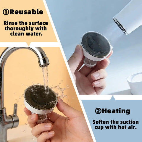 Heavy Duty Suction Cup Handles 2 Pack Vacuum Glass Door Knobs With Killer Grip Strength For Shower Windows Cabinets And Mirrors No Drill Needed Silver Hardware that shows reusable suction cup under water.