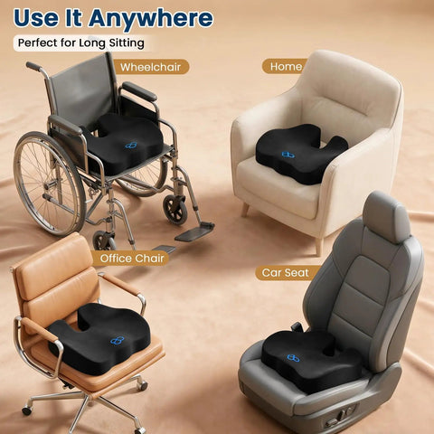 Kick Sciatica To The Curb With This Ergonomic Memory Foam Seat Cushion For Office Chair And Car Seat used on various chairs.