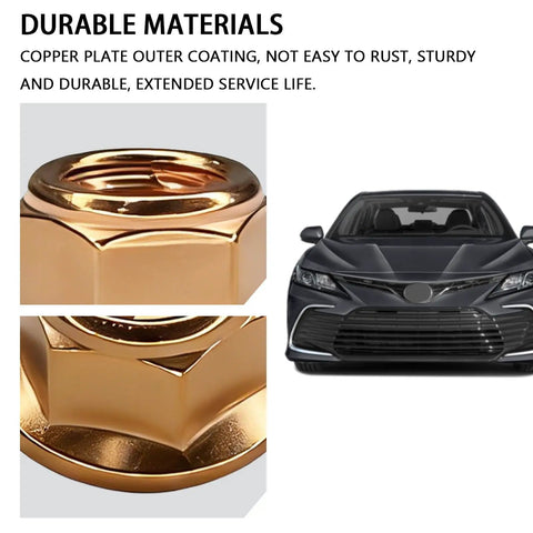 10 Pack M8 Exhaust Manifold Nuts Copper Plated Self Locking Flange Kit Replacement For OEM A1201420072 with car