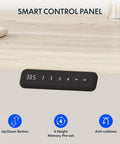 Smart control panel for Massive 63x47 Inch L-Shaped Electric Standing Desk with height adjustment settings.