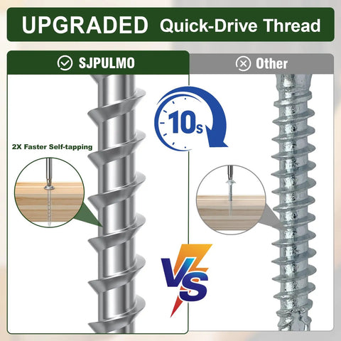 Comparison of quick-drive threads on pocket hole screws one and a quarter inch, 320 pcs exterior wood screws size 8 by one and a quarter.