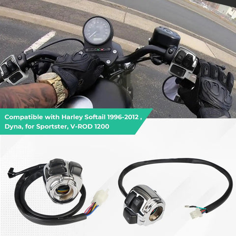 1 Inch Handlebar Switches And Wiring Harness For Harley Davidson Fits Softail 1996-2010 Dyna Sportster 1996-2013 Touring