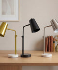 Gold Desk Lamp With LED Bulb Adjustable Brass Finish Metal Table Lamp With Marble Base Mid Century Modern Reading Lamp