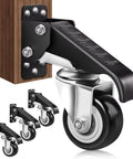 Retractable Workbench Casters Kit for Heavy Duty Benches 600 lbs capacity, adjustable wheels for tables, 4-pack with pedal lift and lock feature