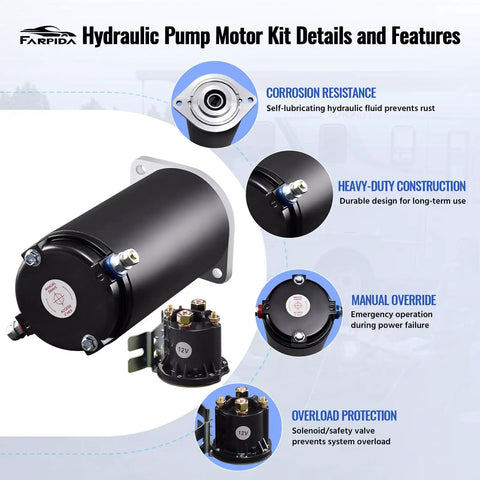 Heavy Duty Tough As Nails Hydraulic Pump Motor For Unidirectional RV Leveling Power Units With 12V DC Operation