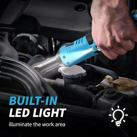 Cordless 16.8V 3/8 Inch Drive Ratchet Wrench Set with 550 RPM variable speed and LED light used in engine maintenance