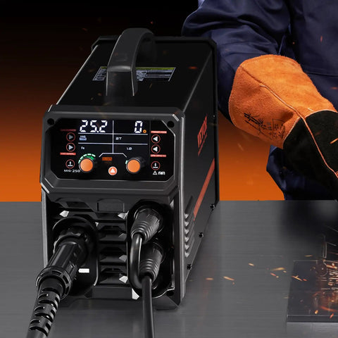 Workhorse 250A 5 In One MIG Welder With Pulse Arc Gasless MIG Flux Core MMA And Lift TIG 110V 220V Dual Voltage LCD Display