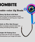 Crappie Jig Heads 40 Pack One Thirty Second Ounce Swimbait Jigs With V Sharp Barbed Hooks for crappie and bass fishing high carbon steel eye clean no paint ready for freshwater angling with double-color head and 3D eyes.