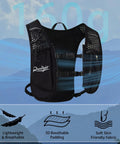 Hydration Running Vest For Men And Women With 1.5L Water Bladder Breathable Adjustable Backpack And Reflective Night Safety Strips