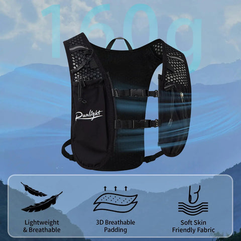 Hydration Running Vest For Men And Women With 1.5L Water Bladder Breathable Adjustable Backpack And Reflective Night Safety Strips
