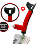 Close-up of Multi Digger Dual Grip Garden Hand Trowel with soft-touch ergonomic handles and mounting hole for storage.