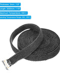 Coiled black graphite-fiberglass wood stove gasket rope, 3/4 in x 1/8 in x 118 in