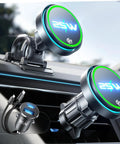 Qi2.2 25W MagSafe Car Mount Charger With Cooling Fan and 95W Fast Adapter displayed on car dashboard
