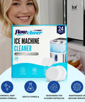 Ice Maker Cleaner Tablets 24 Count For One Year Descale And Rinse Quick Dissolving Tabs For Smooth Water Flow Mineral Deposits Removal And Your Ice Machine Keeps Running Smooth, box in kitchen