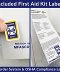 ANSI 2021 Class B First Aid Kit Refill Pack With 160 Pieces reorder and OSHA compliance labels shown