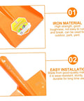 Heavy Duty Garden Shovel For Digging And Trenching, durable iron shovel blade with orange finish, close-up view