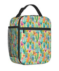 Desert Cactus Flower Insulated Lunch Bag Tote Portable Lunch Box That Keeps Food Fresh For Hours with colorful cactus design