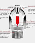 Single 68 Degree Pendent Fire Sprinkler Head 1/2 Inch Dn15 showing all copper architecture and thermal glass column.