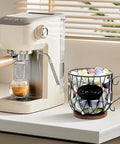 Go To Rustic Metal K Cup Pod Holder With Wooden Base Large Wire Basket Coffee Storage For Countertop Farmhouse Decor
