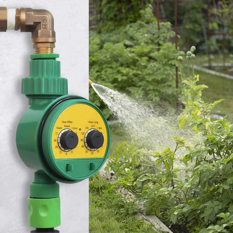 Automatic Sprinkler Timer With Rain Delay And Manual Watering, green digital controller watering garden plants