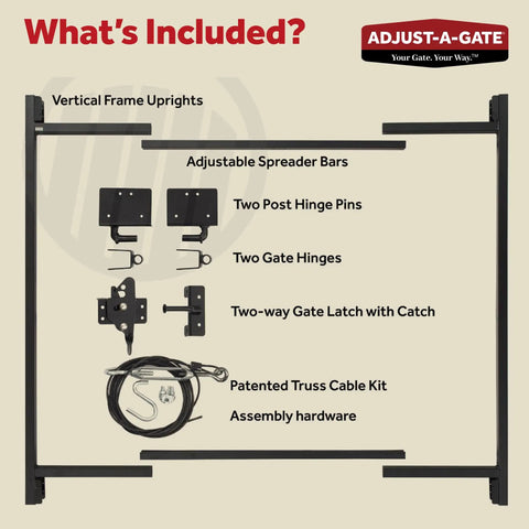 Beefed Up Full Frame Gate Fence Kit For 60 To 96 Inch Openings And Up To 5 Feet High, includes frame uprights and hardware