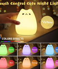 Adorable Cat Shaped Night Light for Kids Who Love Cozy Vibes Silicone USB Rechargeable Multicolor LED Lamp with 7 Color Modes