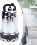 Heavy Duty Submersible Sump Pump With 180 Watt Motor And 26 Foot Cord 1 Inch Outlet in stainless steel design for outdoor water removal.