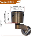 Vintage Round Cup Caster Wheels Set Of Two Silent Rolling Zinc Alloy Floor Casters Built Different Smooth Glide Matte Finish Effortless Roll For Tables product size diagram with dimensions labeled