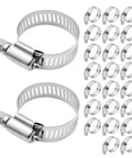 MDEOOSKY 304 stainless steel hose clamps, 18-32 mm, worm-gear, automotive, 25-pack, front view
