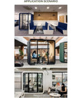 Portable One To Two Person Soundproof Office Pod With Thick Acoustic Panels and Whisper Quiet Ventilation used in office, meeting and negotiation settings.