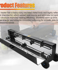 Heavy Duty PvC Conduit Hot Box Heater For 1/2 To 4 Inch Pipe with insulated metal body and rollers for easy transport and use.