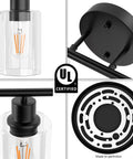 Close-up of Matte Black 4 Light Vanity Light Over Mirror Dope Modern Sconce With UL Certified E26 Base design details