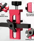 Adjustable Cabinet Door Installer Tool with Removable Base and Aluminum Alloy Construction, Quick Hole Opening, Handy Red