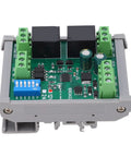 Pro Grade RS485 Relay Module Two Channel Industrial Reset Controller Board With TvS Protection PLC Automation DC 12V. Top view of relay module.