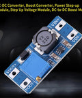 Ready To Rock Adjustable DC To DC Step Up Boost Converter With Tweakable 28V Output And Two Amp Peak Draw smooth power module close-up.