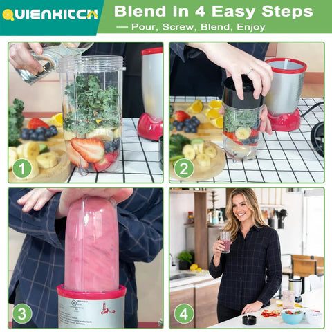 Beefy Replacement Blender Blades Two Pack For Magic Bullet 250W, High Quality Stainless Steel, Fits MB1001 MB1001B MBR0301 MBR0701P MBR1101 MBR1701 MBR1702 Ideal For Smoothies Nuts Ice Frozen Fruit, 4-step use guide