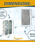 No Nonsense Utility Electrical Junction Box And Blank Cover Combo Gritty Galvanized Steel Drawn Body with dimensions of 4x2 inches.