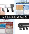 Two Pack Wall Key Holder With Ten Hooks Each No Drill Self Adhesive Key Rack for multiple wall surfaces